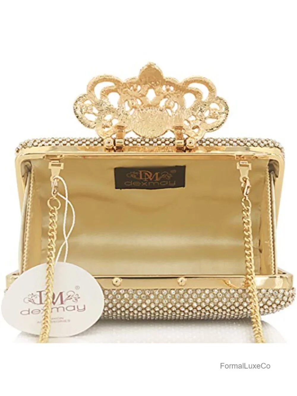 Rhinestone Clutch Bag with Crystal Crown Clasp Evening Handbag Formal Party